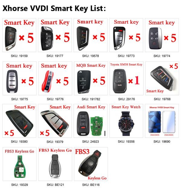 3+1 Buttons 315 MHz Xhorse VVDI FBS3 Smart Proximity Key for Mercedes-Benz - Image 2