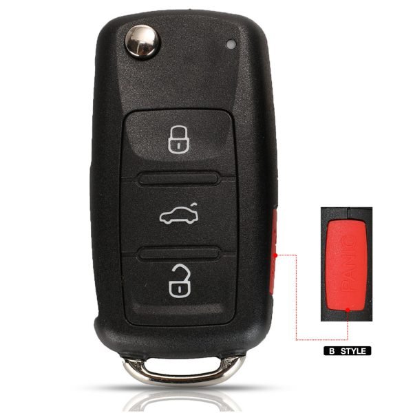 3+1 Buttons Flip Folding Remote Car Key Shell Case Fob For Volkswagen VW Touareg - Pack of 5 - Image 2