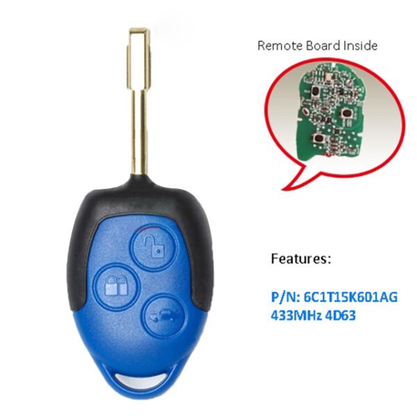 Aftermarket Remote Key FOB 3 Button 433MHz 4D63 Chip for Ford Transit WM VM 2006-2014 FO21
