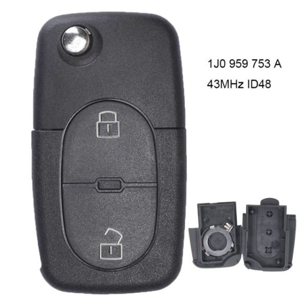Flip Remote Key Shell 2 Button With CR1620 Battery Position for Volkswagen Bora Golf Passat- pack of 5 - Image 2