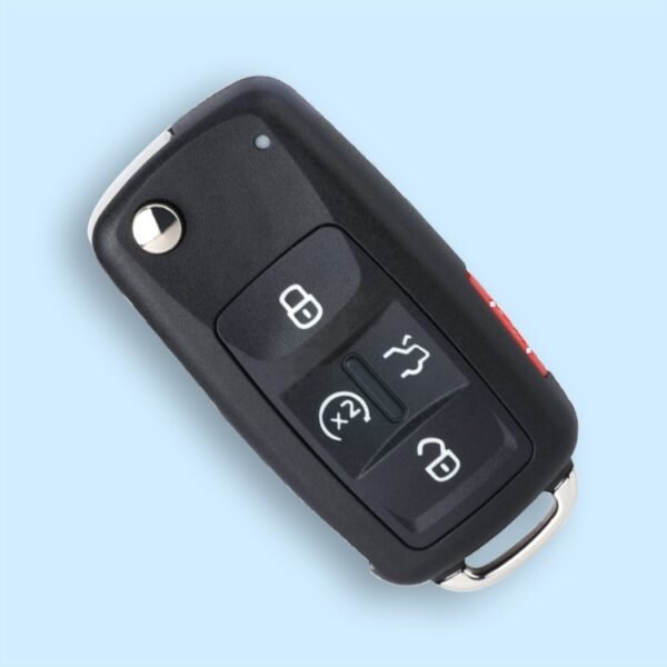 Flip Remote Key Shell Case 4+1Button with Panic for VW Jetta Passat Golf Beetle- pack of 5