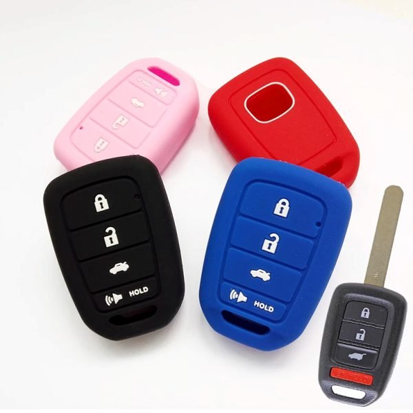 For Honda Accord Civic CR-V Key Protector 4 Button Silicone Key Cover - Pack of 5 - Image 2