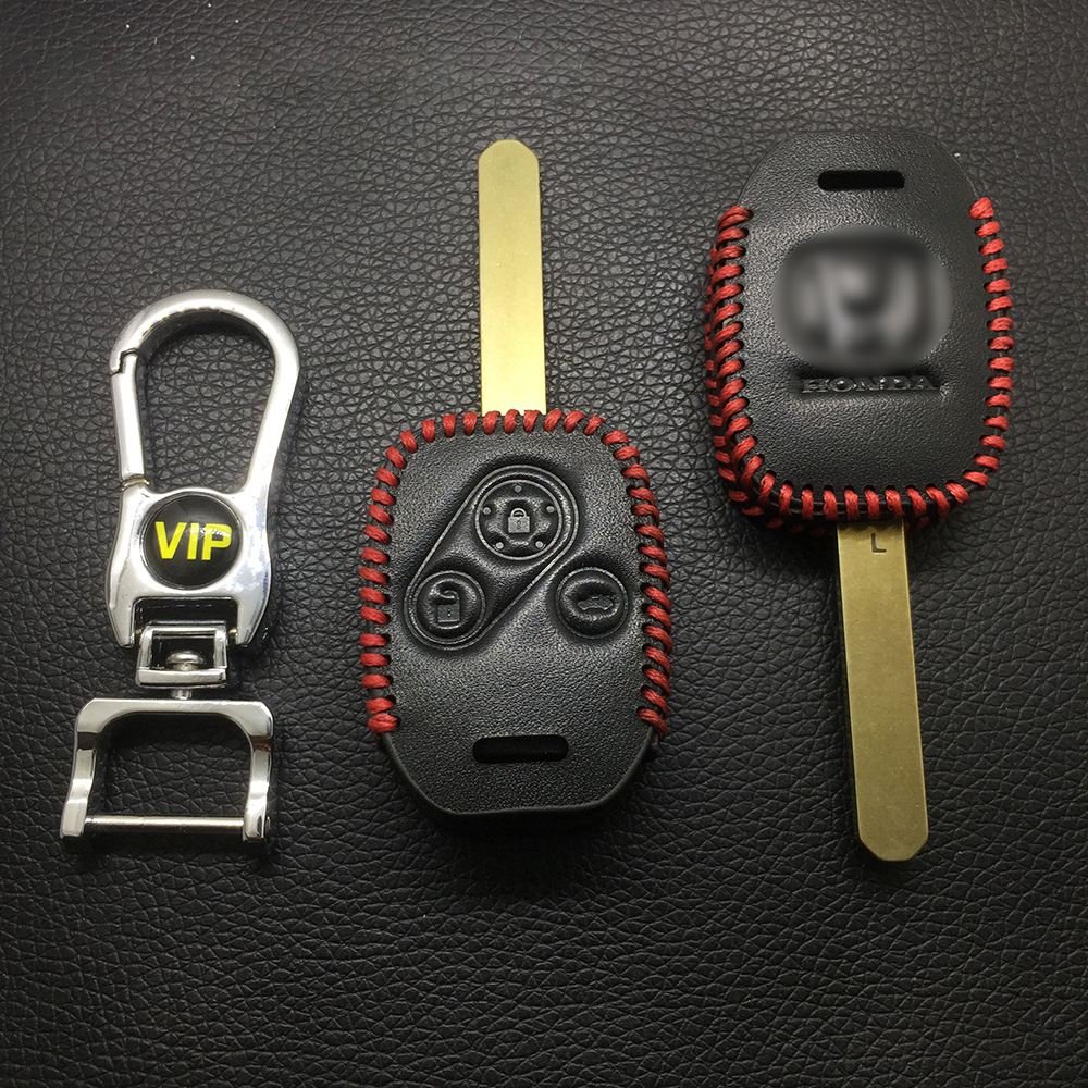 Leather Case for Honda 3 Buttons Round Key Folding Car Key - 5 Sets - Image 2