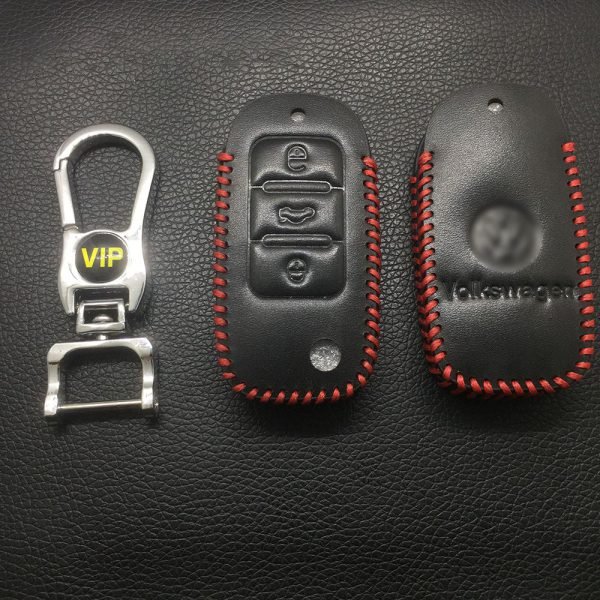 Leather Case for Volkswagen B5 Smart Car Key - 5 Sets - Image 2
