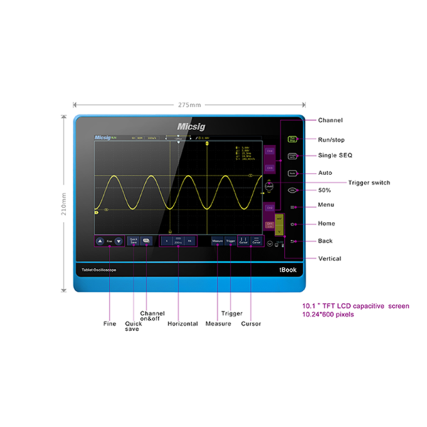 Micsig TO1104 Handheld Tablet Digital Oscilloscope 4 Channels 100MHz 2CH 4CH Automotive Osciloscopio - Image 5