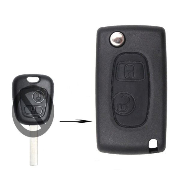 Modified Flip Remote Key Shell 2 Button for Peugeot Citroen HU83 - pack of 5