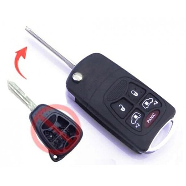 Modified Flip Remote Key Shell 5 Button for Chrysler- pack of 5 - Image 4