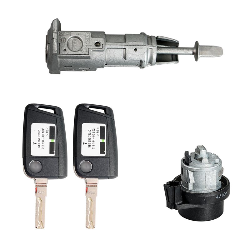 Original Car Door Lock Kit Set with 2 pcs Original Remote Key for Skoda - 5E0 959 753 D