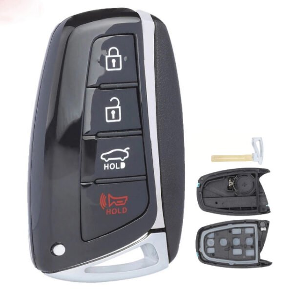 Replacement Car Key Shell Case 4 Button for Hyundai Santa Fe Equus Azera Genesis - pack of 5