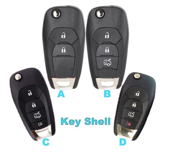Replacement Uncut Flip Remote Key Shell Case for Chevrolet Cruze Aveo Malibu Chevy 2014-2018 Spark Niva 2 Button - Pack of 5 - Image 4