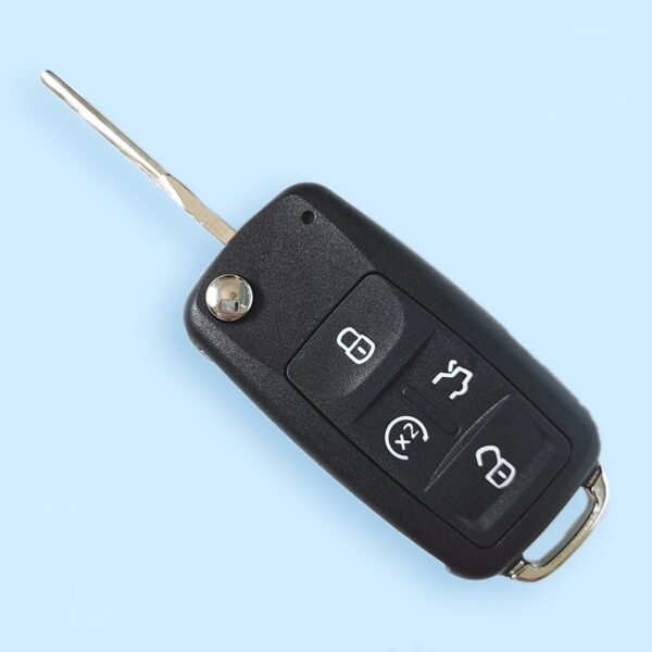 Uncut 4+1 Buttons With Panic Button Folding Flip Remote Key Shell for Volkswagen - Pack of 5