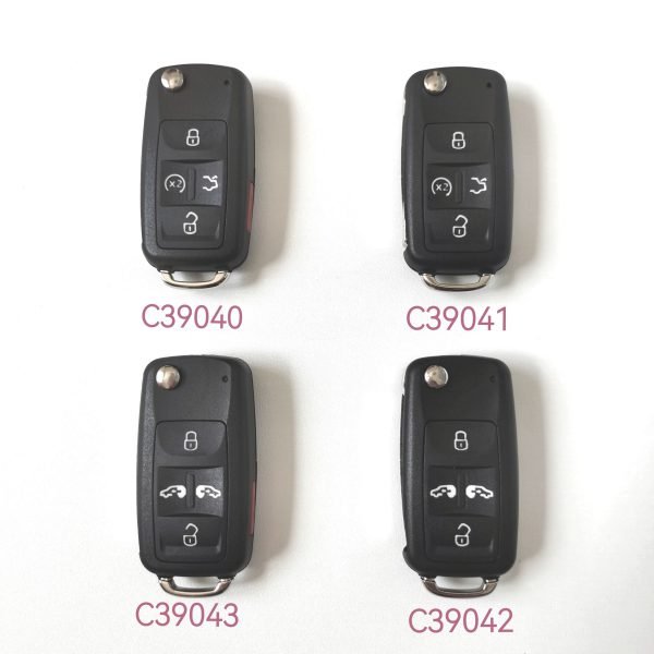 Uncut 4+1 Buttons With Panic Button Folding Flip Remote Key Shell for Volkswagen - Pack of 5 - Image 7
