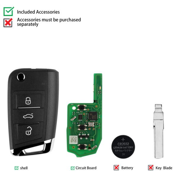 Xhorse VVDI MQB Type Universal Remote Key with Built-In Super Chips - XEMQB1EN - 5 pcs - Image 6