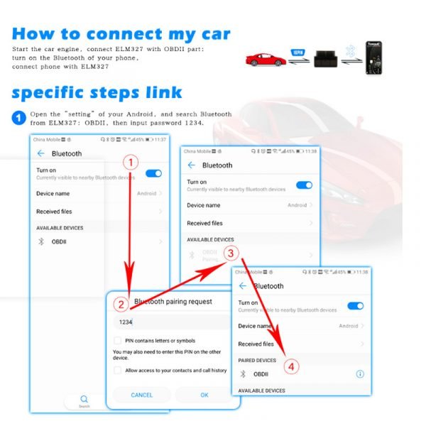 Viecar Bluetooth OBD2 Bluetooth 4.0 Dual-mode Auto Fault Detector Supports Android IOS - Image 5