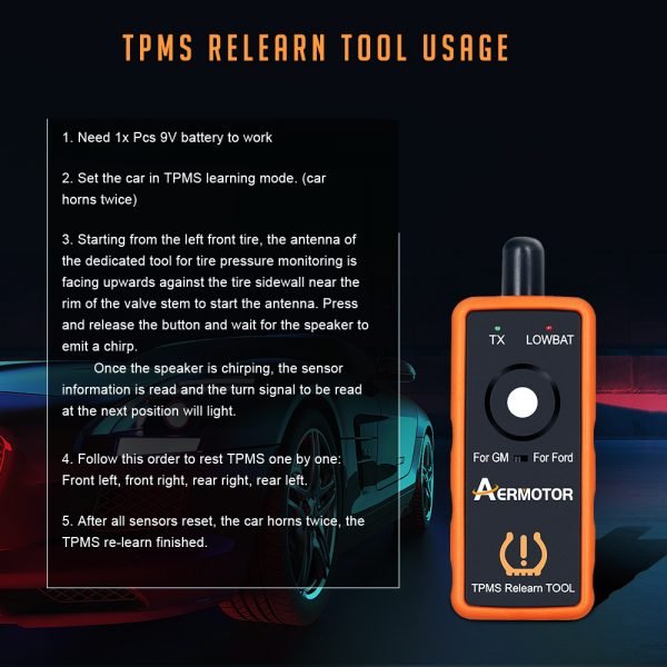 AERMOTOR EL-50448/50449 TPMS FORD Gm Ford 2-in-1 Tire Pressure Reset Device - Image 3