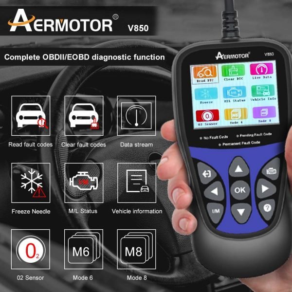V850 Car Code Reader OBD2 Fault Code Reader Battery Monitoring Multilingual - Image 11