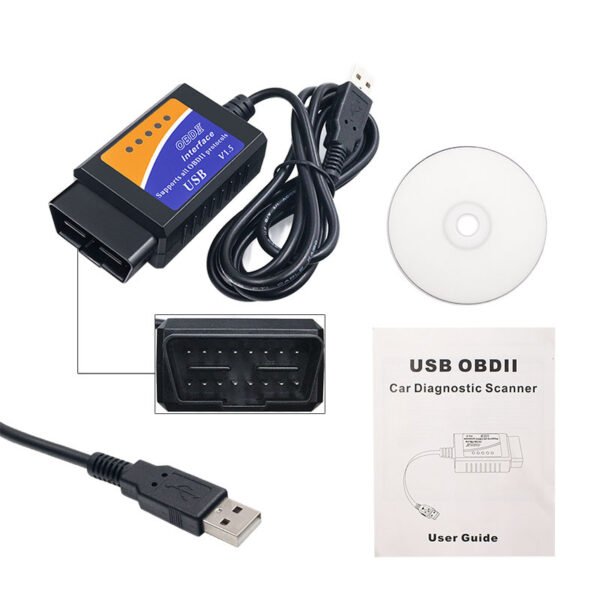 Newest ELM327 USB V1.5 OBD2 Car Diagnostic Scanner 25K80 Chip Automotive Inspection with CD Manual - Image 3