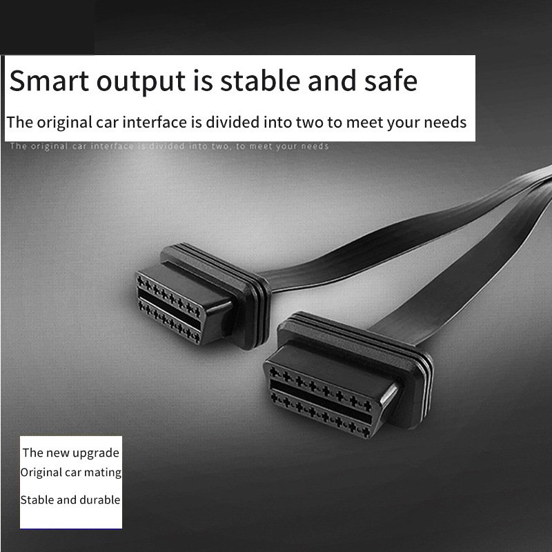 OBD2 Male to Female Bend One Drags Two Lines OBD Extension Cable Flat Wire One Point Two Extension Cord - Image 2