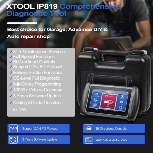 XTOOL InPlus IP819 Car Diagnostic Scanner OBD2 Fuel System Diagnostic Instrument ECU Coding Active Test - Image 2