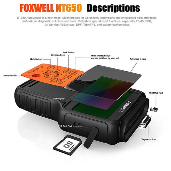 FOXWELL NT650 Elite OBD2 Automotive Scanner ABS SRS DPF Maintenance Instrument - Image 4