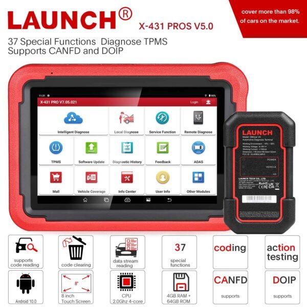 Launch X431 PROS V5.0 Automobile Detection and Diagnosis Instrument 8 inch Global Edition - Image 4