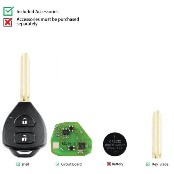 Xhorse XKTO05EN Wire Car Remote Key VVDI Toyota Flat 2 Buttons - Image 6