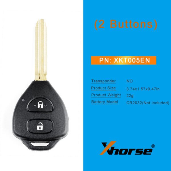 Xhorse XKTO05EN Wire Car Remote Key VVDI Toyota Flat 2 Buttons - Image 2