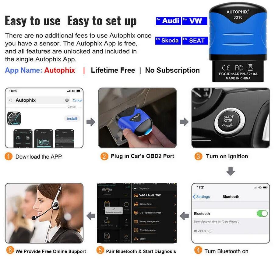 AUTOPHIX 3310 All System Car Diagnostic Tool Bluetooth OBD2 Scanner for IOS/Android Code Reader for VW Audi Skoda - Image 7