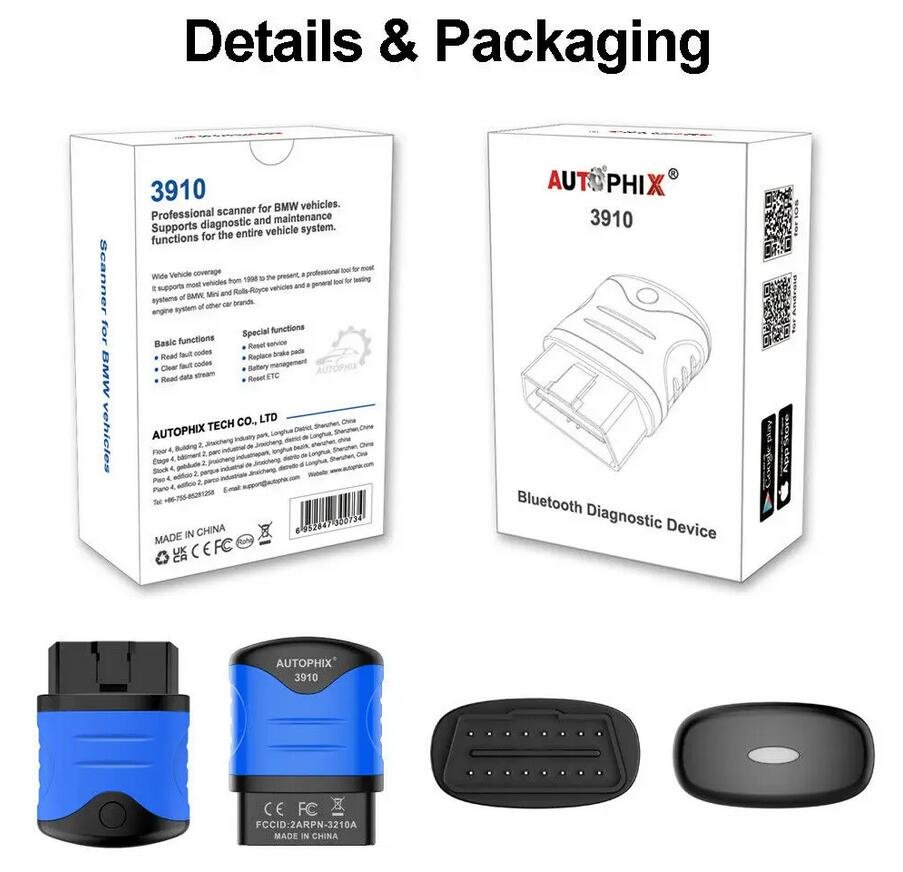 AUTOPHIX 3910 Car Diagnostic Tool Bluetooth OBD2 Scanner for BMW/MINI/Rolls Royce EPB ETC Reset Battery Check Free Update - Image 6