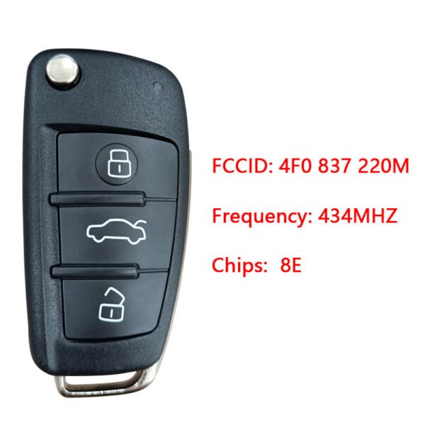 3 Buttons 433MHz Remote Car Key for Audi Q7 A6 8E Chip 4f0837220M - Image 4