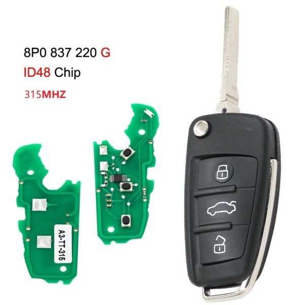 3 Buttons 315MHz Remote Car Key for Audi ID48 8P0 837 220 G - Image 6