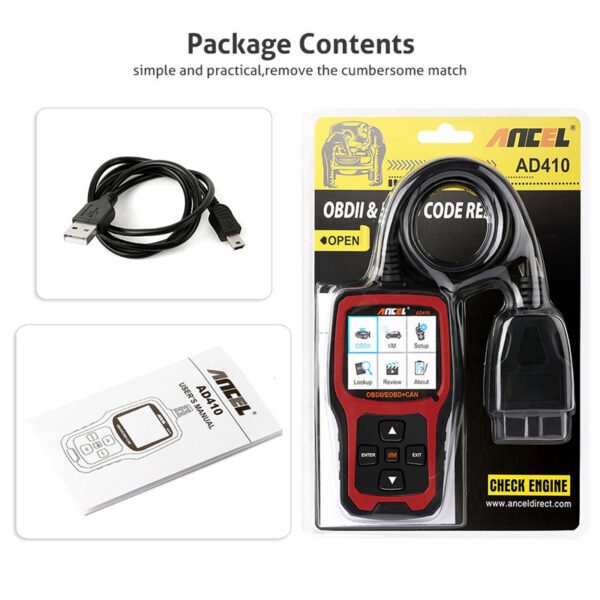 Ancel AD410 OBD2 Diagnostic Tool Automotive Engine Scanner - Image 4