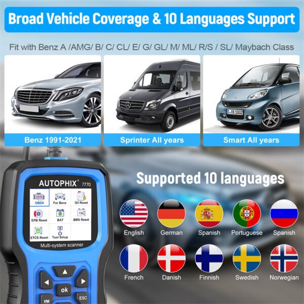 AUTOPHIX 7770 Full System Car Diagnostic Tool for Mercedes Benz Series ABS D.PF EPB SAS Oil Reset Scan Tool - Image 3