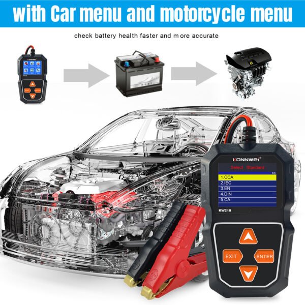 KONNWEI KW218 6V - 12V Lead Acid Car Battery Analyzer Battery Tester - Image 3