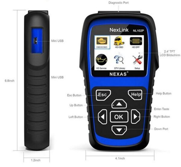 NexLink NL102P OBD2 2 In 1 Car Scanner DPF Regenerate Oil Reset for Diesel Heavy Duty Trucks Diagnostic Tool - Image 3