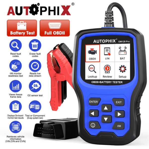 Autophix OM129 PRO 2 IN 1 Car OBDII Scanner Battery Tester Code Reader 6/12V Car Battery Cranking Charging Test Auto Scan Tools - Image 2