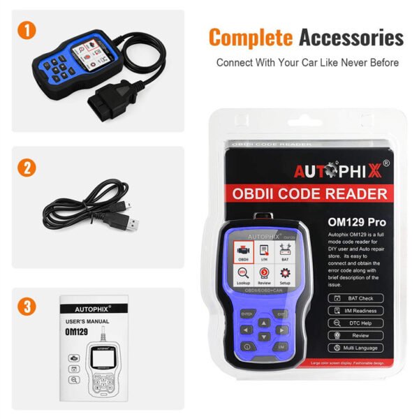 Autophix OM129 PRO 2 IN 1 Car OBDII Scanner Battery Tester Code Reader 6/12V Car Battery Cranking Charging Test Auto Scan Tools - Image 4
