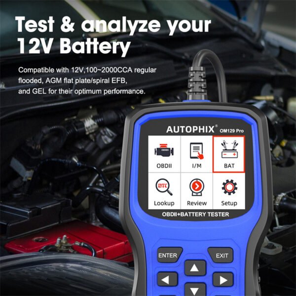 Autophix OM129 PRO 2 IN 1 Car OBDII Scanner Battery Tester Code Reader 6/12V Car Battery Cranking Charging Test Auto Scan Tools - Image 7
