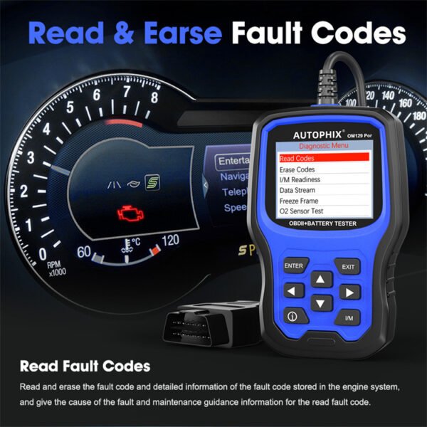 Autophix OM129 PRO 2 IN 1 Car OBDII Scanner Battery Tester Code Reader 6/12V Car Battery Cranking Charging Test Auto Scan Tools - Image 9