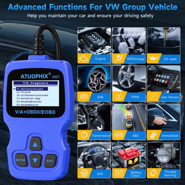Autophix V007 OBD2 Scanner Car Diagnostic Tool for Volkswagen VW Audi Skoda Seat - Image 7