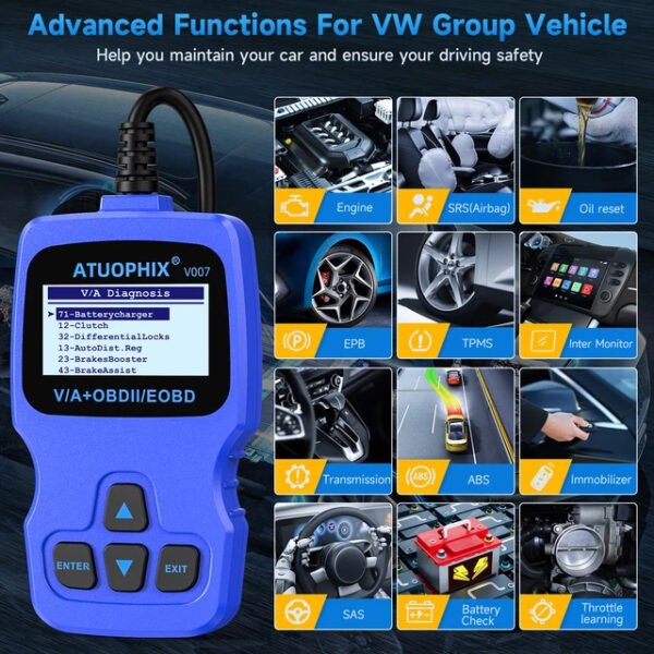 Autophix V007 OBD2 Scanner Car Diagnostic Tool for Volkswagen VW Audi Skoda Seat - Image 5