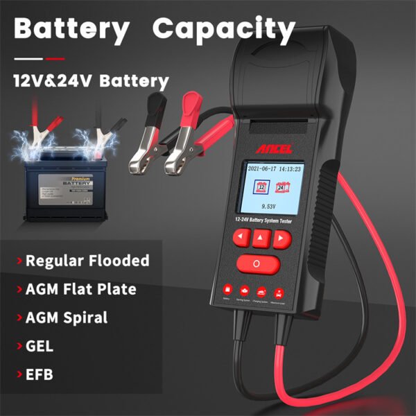 ANCEL BST600 Car Battery Detector 12V/24V Battery Data Analyzer Battery System Tester - Image 3