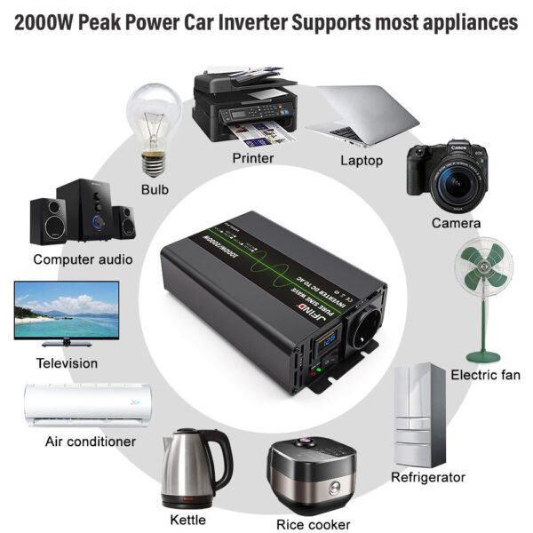 Universal Single/Double Plug 1000W Pure Sine Wave Inverter DC to AC 12V to 220V High Power Converter - Image 12