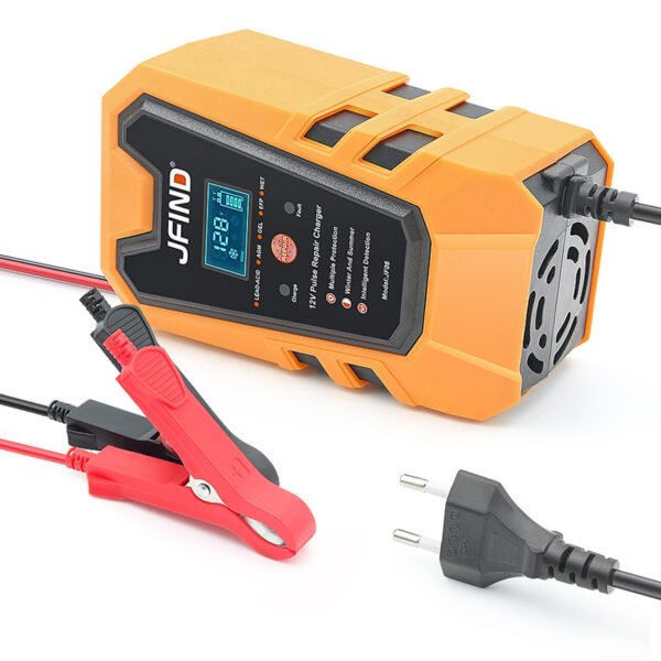 12V/6A Intelligent Battery Charger Smart Pulse Repair Charger Motorcycle Battery Charger - Orange - Image 7