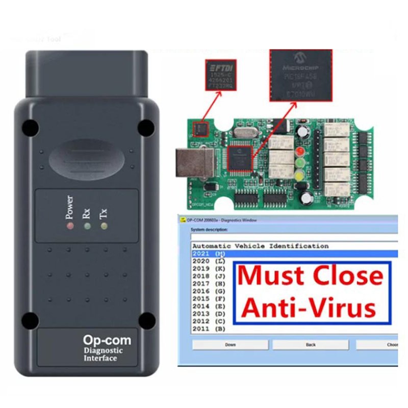 OP-Com for Opel 2021 V1.95 PIC18F458 FT23