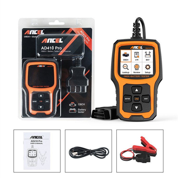 ANCEL AD410 PRO 2 in 1 OBDII Scanner Diagnostic Tool & 12V Battery Tester Analyzer - Image 7