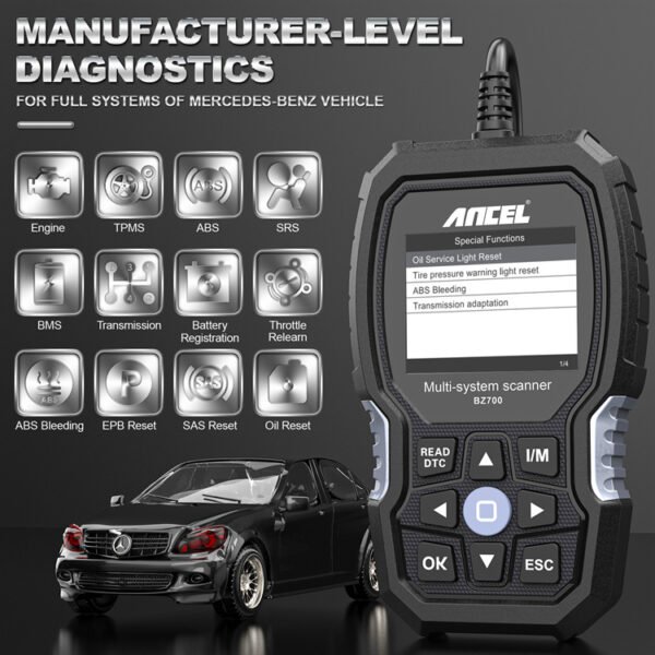 ANCEL BZ700 All System OBD2 Automotive Scanner Sprinter Smart Car Diagnostic Tool for Mercedes Benz - Image 3