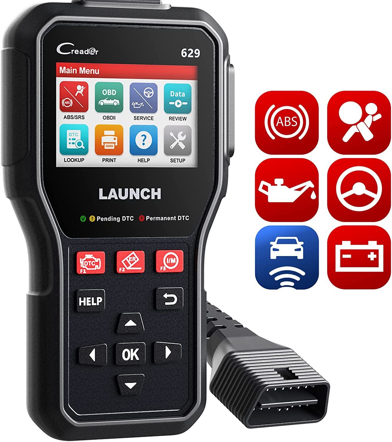 Launch Creader 629 CR629 Obd2 Scanner ABS SRS Code Reader Obd 2 Auto ...