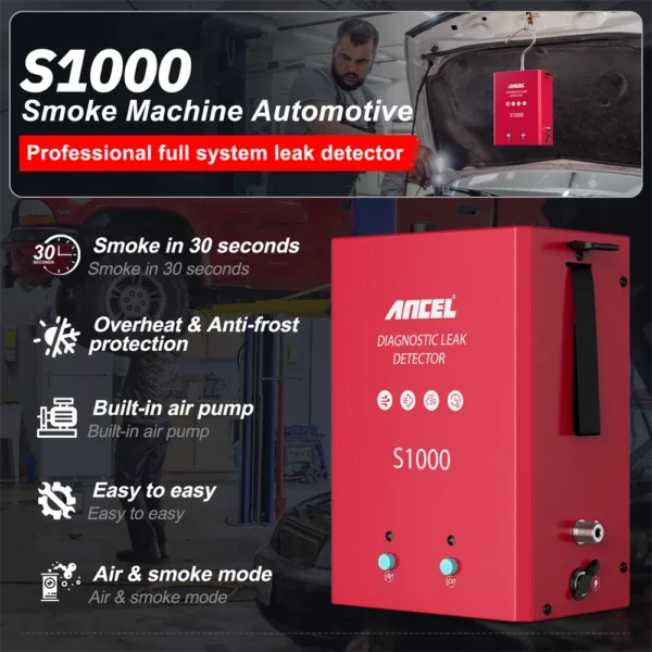 ANCEL S1000 Smoke Generator For Car Pipeline Smoke Leak Detector Tool Automotive Exhaust Gas Analyzer Diagnostic 12V Auto Repair - Image 2