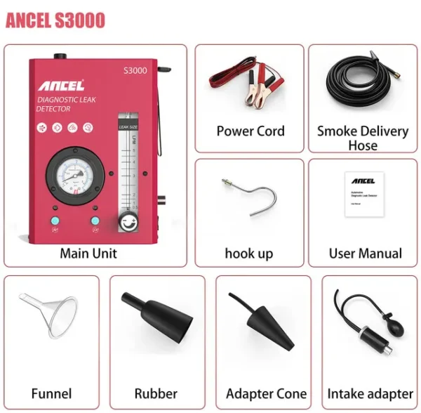 ANCEL S3000 Car Smoke Detector Car Accessori Smoke Generator Smoking Leak Detector Exhaust Systems Smoke Pipe Mechanical Workshop - Image 9